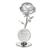 Personalised Swirls & Hearts Crystocraft Rose Ornament - Personalised Gifts - Silver-Plated Ornament Complete With Delicate Leaves