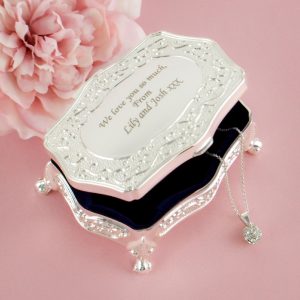 Personalised Trinket Box - Antique Finish - Gifts For Her - Engraved Antique Keepsake Box For Jewellery Or Trinkets