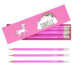 Personalised Unicorn Box Of Pink Pencils - Personalised Gifts - Set Of 12 Personalised Pink Pencils