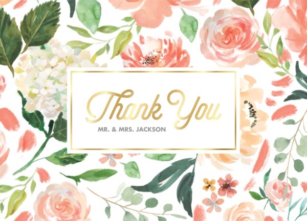 Petite Bouquet 7x5" (18x13cm) Foil Flat Card set of 20, Card & Stationery square Pink