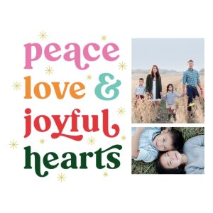 Playful Peace Love and Joy Personalised Pint Glass, Gifts White