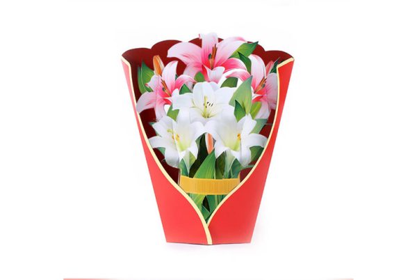 Pop Up Flower Bouquets Cards - Blue Lily, Rose, Lily, Tulip, Crane Flower And Sunflower! | Wowcher