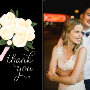 Pretty Bouquet Thank You 8x6" (20x15cm) Folded Greeting Card - Matt, Card & Stationery Black