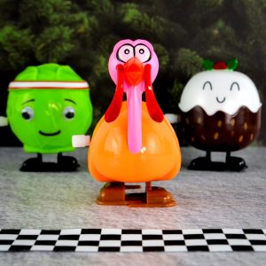 Racing Christmas Dinner Wind-Up Toys - Novelty Christmas Gift - Features A Turkey, Sprout, And Christmas Pudding