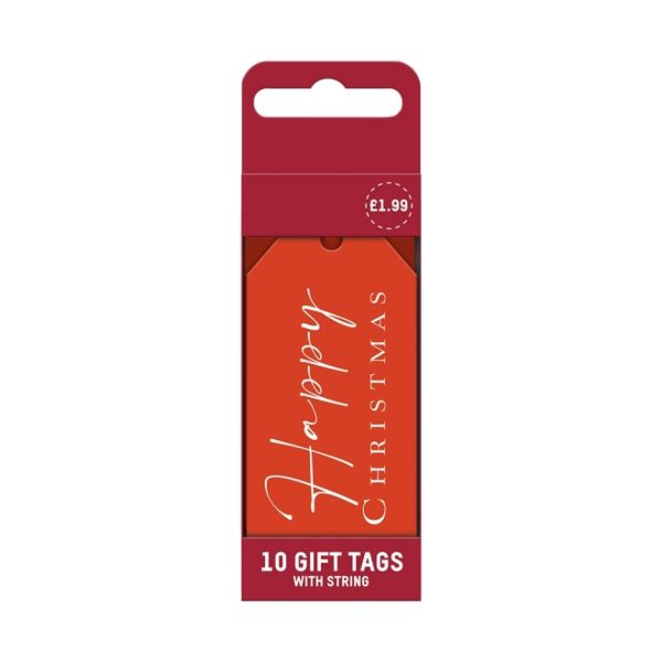 Red Merry Christmas Gift Tags Pack Of 10