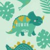 Roaming Dinos Personalised Beach Towel, Gifts Green