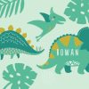 Roaming Dinos Personalised Beach Towel, Gifts Green