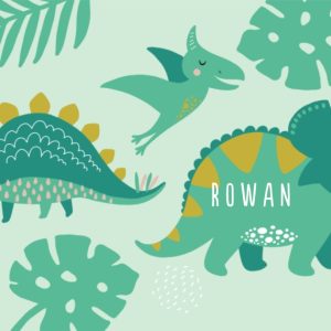Roaming Dinos Personalised Beach Towel, Gifts Green