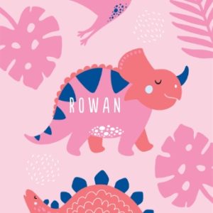 Roaming Dinos Personalised Beach Towel, Gifts Pink