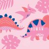 Roaming Dinos Personalised Beach Towel, Gifts Pink