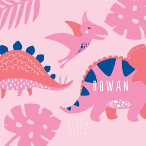 Roaming Dinos Personalised Beach Towel, Gifts Pink
