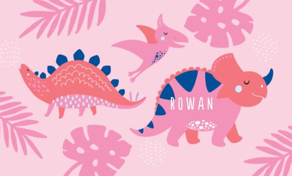 Roaming Dinos Personalised Beach Towel, Gifts Pink