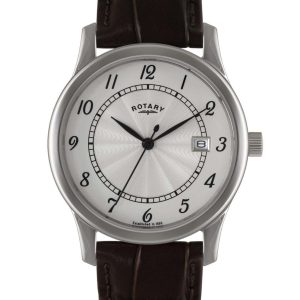 Rotary Classic Stainless Steel Brown Strap Men's Watch