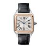 Santos-Dumont Watch Large Model, Quartz Movement, Rose Gold, Steel, Leather