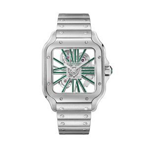 Santos watch, skeleton, large model, Manufacture mechanical movement with manual winding