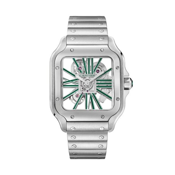 Santos watch, skeleton, large model, Manufacture mechanical movement with manual winding