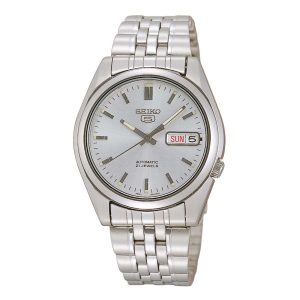 Seiko 5 Automatic Silver Dial Stainless Steel Mens Watch SNK355K1