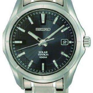 Seiko Solar Titanium Black Dial Men's Watch SNE141P1
