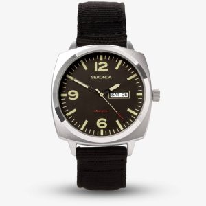 Sekonda Pilot Airborne Black Canvas Strap Watch 1992
