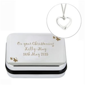 Silver Heart Necklace In Personalised Butterfly Box - This Is The Perfect Valentines Day Gift, Romantic Stocking Filler Or Birthday Gift For Women