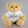 Soft Personalised Teddy Bear Wearing a Cute Printed White Knitted Jumper - A Special Gift To Give Hugs Any Time with Added Personal Printed Message