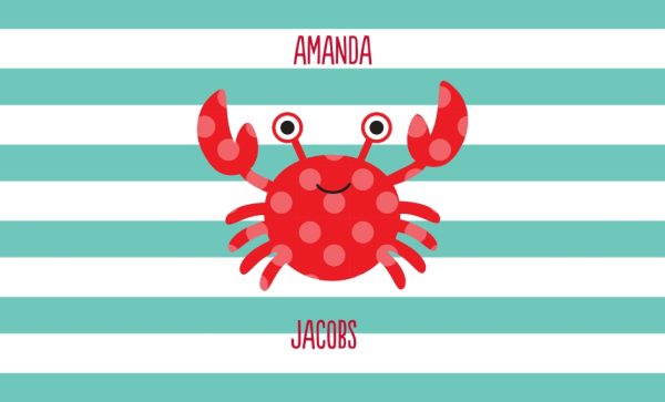 Summer Crab Personalised Beach Towel, Gifts Light Blue