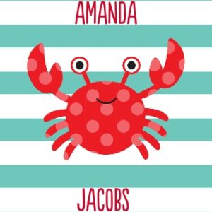Summer Crab Personalised Beach Towel, Gifts Light Blue