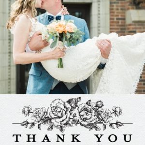 Thank You Floral Bouquet 7x5" (18x13cm) Flat Card set of 20 (gloss cardstock), Card & Stationery square White