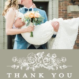 Thank You Floral Bouquet 7x5" (18x13cm) Flat Card set of 20 (matt cardstock), rounded corners, Card & Stationery Gray