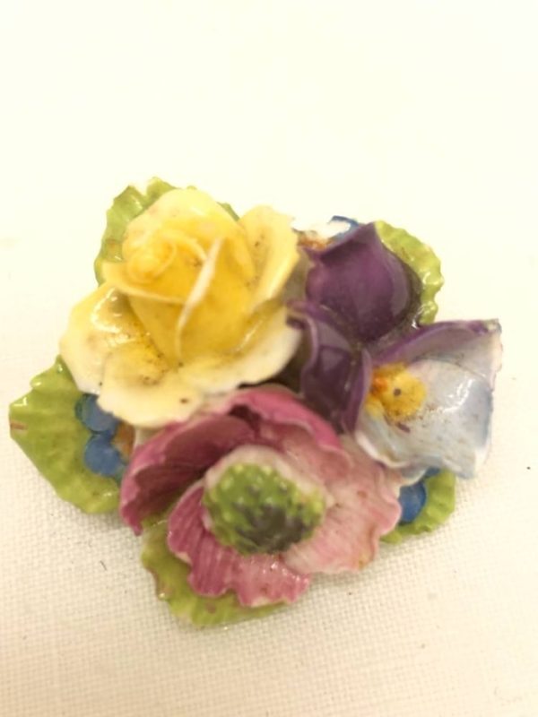 Vintage Porcelain Bouquet Of Flowers Brooch - Hand-painted Environmentalist