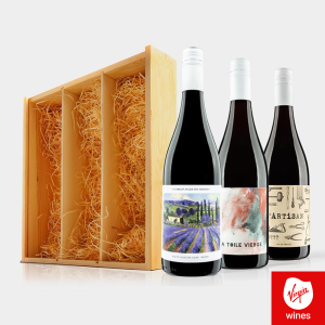 Virgin Wines French Wine Trio In Wooden Gift Box