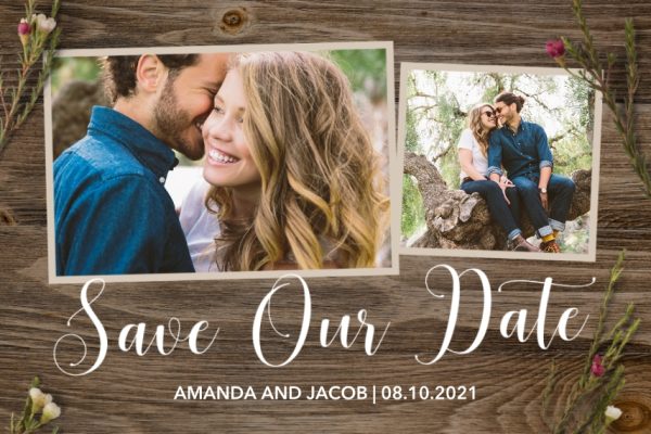 Wedding Sprigs Save the Date 3x2" Acrylic Photo Fridge Magnet (7.5x5cm), Gifts Brown