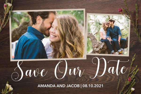 Wedding Sprigs Save the Date 3x2" Acrylic Photo Fridge Magnet (7.5x5cm), Gifts Brown