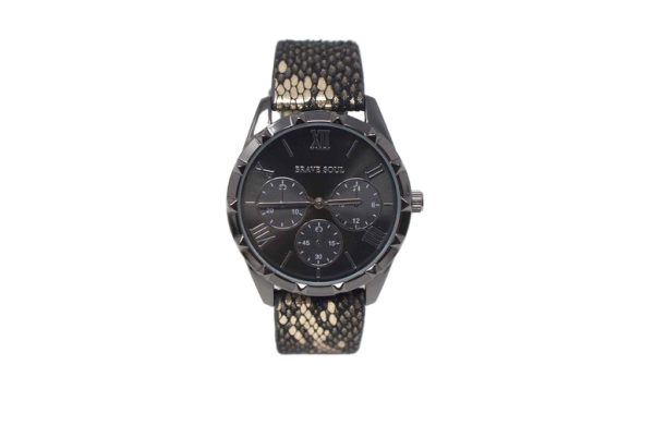Women'S Brave Soul Black & Gold Snakeskin Watch | Wowcher