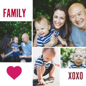 XOXO Family 8x9" Personalised Mouse Mat (20x23cm), Gifts Red