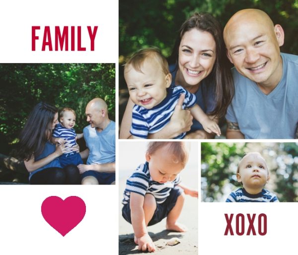 XOXO Family 8x9" Personalised Mouse Mat (20x23cm), Gifts Red